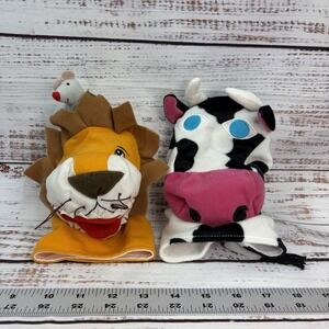 IKEA Klappar Lantlig Cow & Cirkus Lion + Mouse Hand Puppets 10"